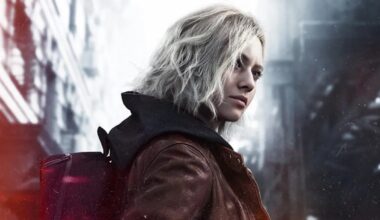 Grace looks over her shoulder while walking.