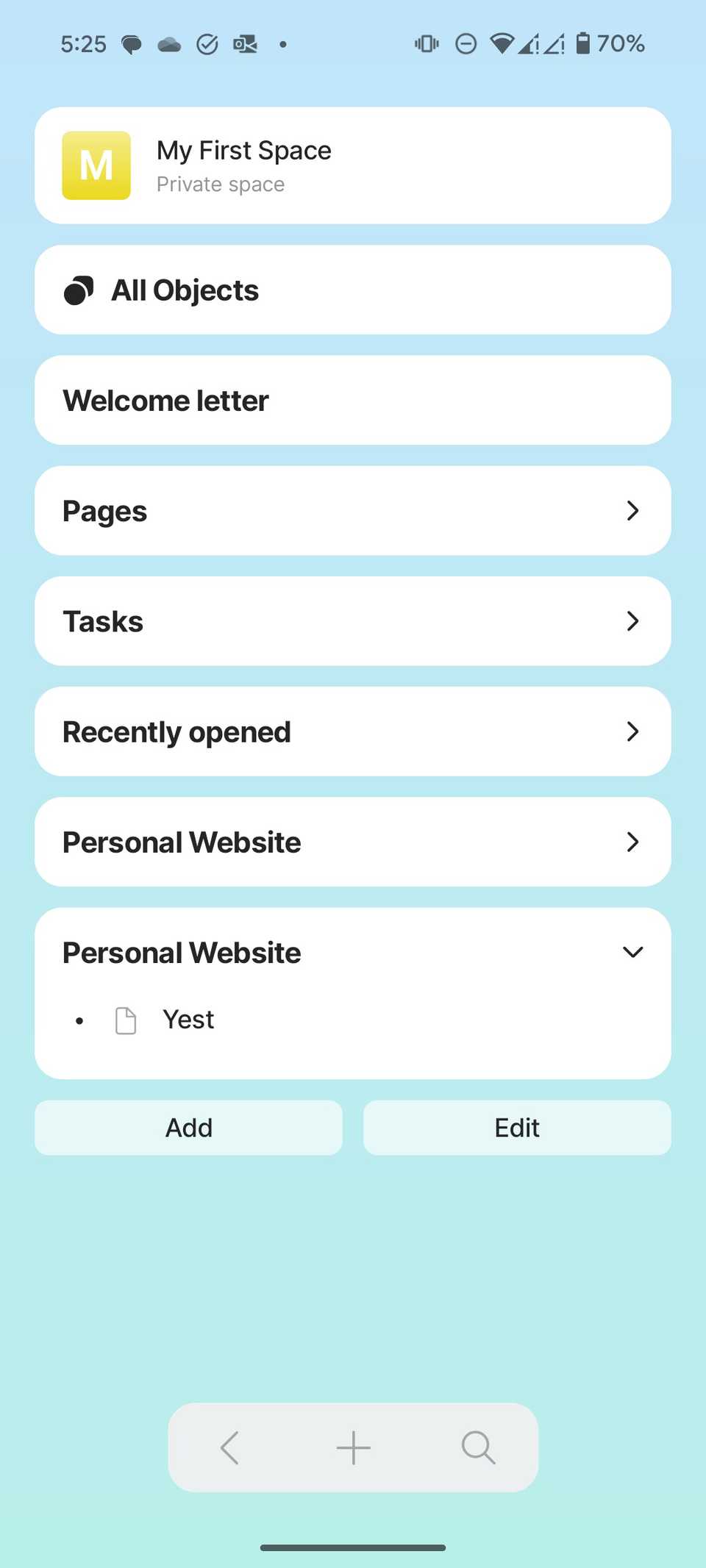 Check Anytype Android home