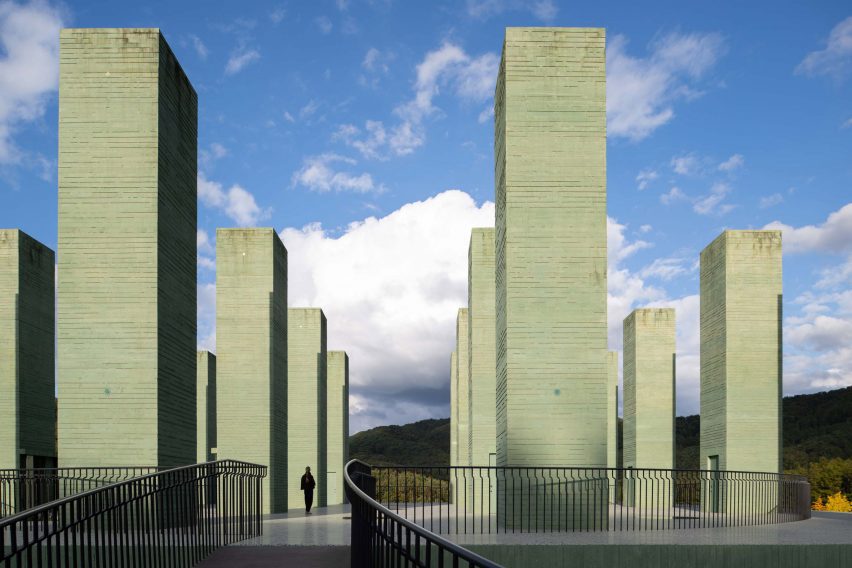 Roof terrace of Überhaus restaurant in Les Jardins de Médongaule by Pezo von Ellrichshausen