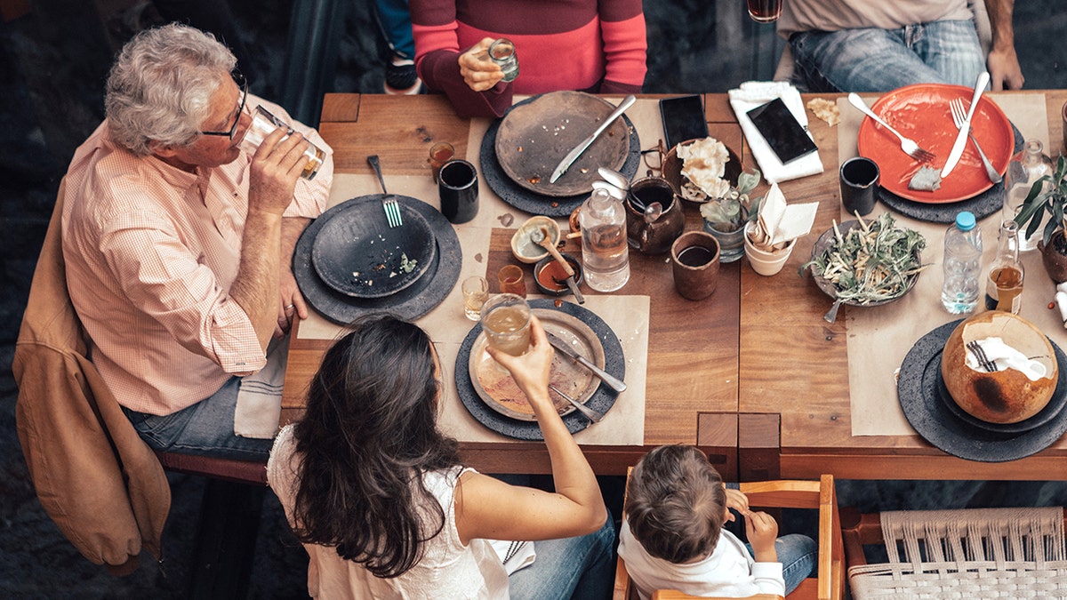 Family eating at Mexican restaurant