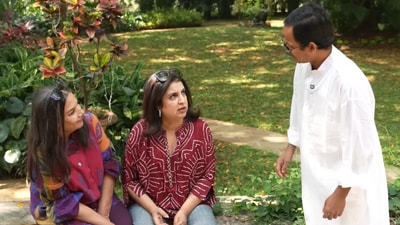 Shabana Azmi and Farah Khan with Dilip in the video.