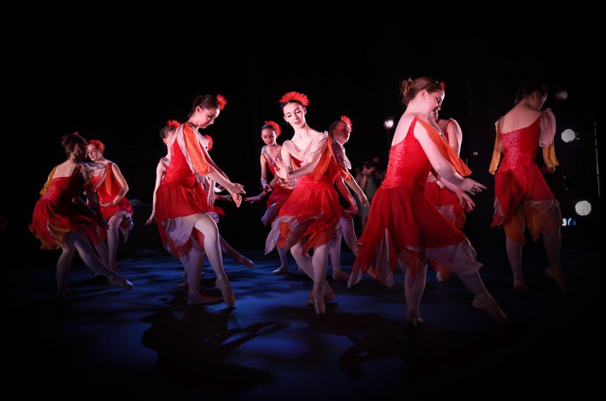 Dancers perform at the Irish National Youth Ballet production of Cinderella at The Samuel Beckett Theatre, Dublin, on December 8, 2023.