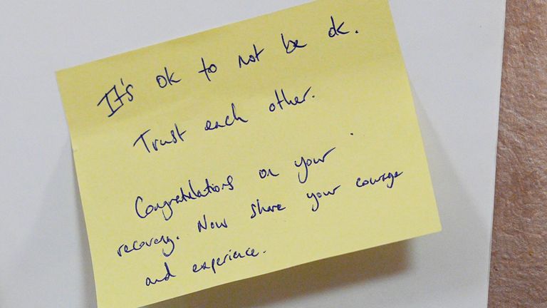 Prince Harry's note. Pic: PA