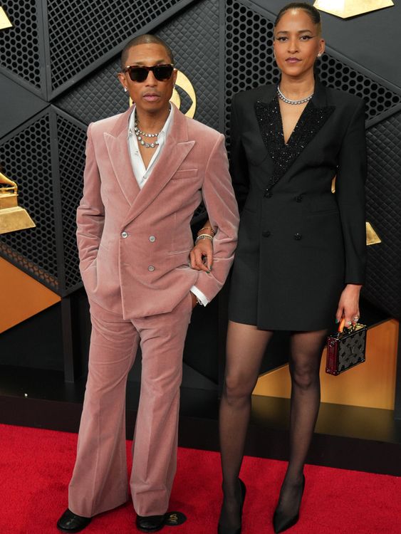 Pharrell Williams, who has 43 nominations and 13 wins in total, and his wife, designer Helen Lasichanh. Pic: Jordan Strauss/Invision/AP