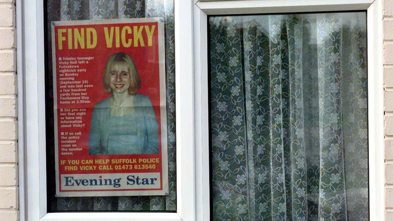 Posters were displayed across Suffolk asking for information over Miss Hall's disappearance. Pic: PA