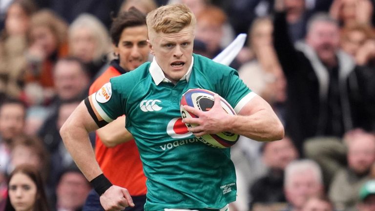 Tommy O'Brien scored Ireland's third try after wonderful attacking work from Baloucoune