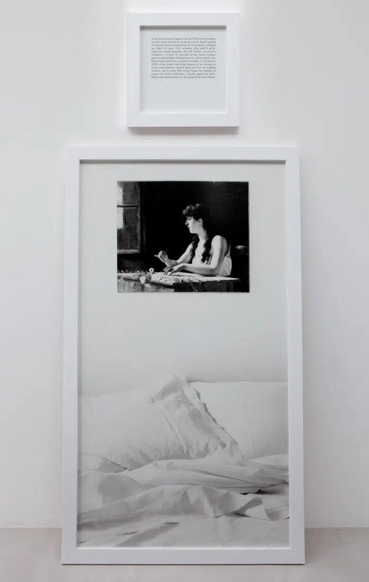 ‘The Hostage,’ 1992. Gelatin silver print and text panel. (Courtesy of the artist and Perrotin)