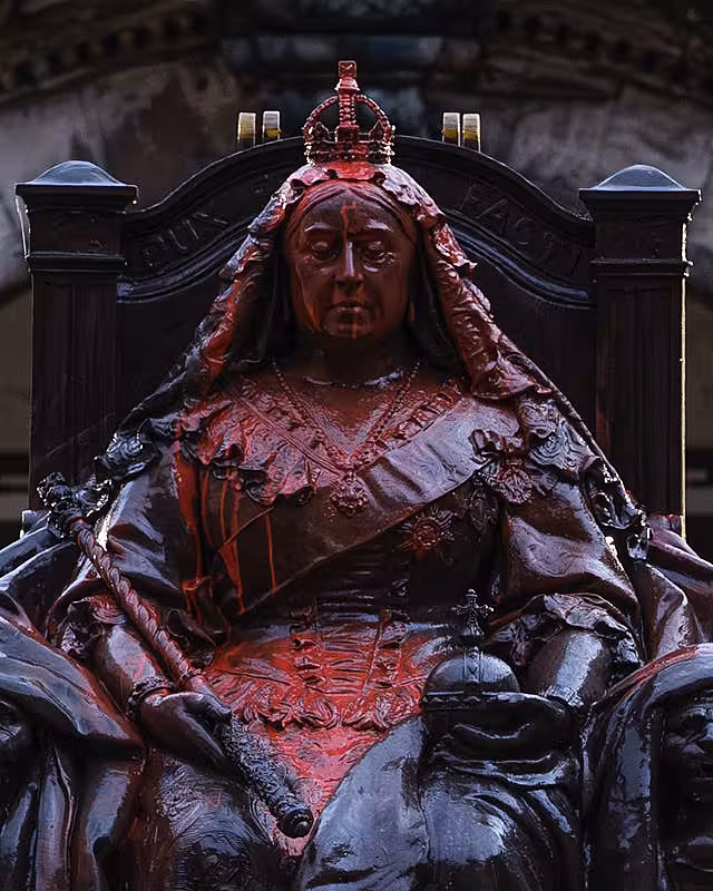 The statue of Queen Victoria that was vandalised by an Irish Republican group