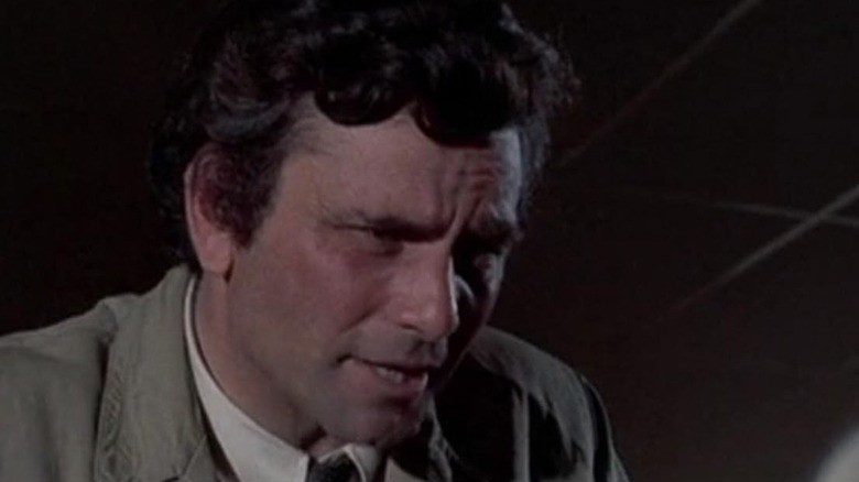 Detective Columbo (Peter Falk) closing in on his target during Columbo
