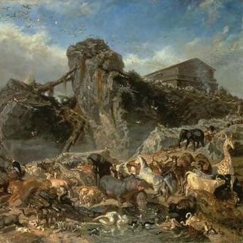 Zhichenghflbm Famous Painting Artwork Print Art Painting on Canvas Animals Leaving the Ark Mount Ararat by Filippo Palizzi Picture Decoration Wall Art for Home Decor 60x90cm