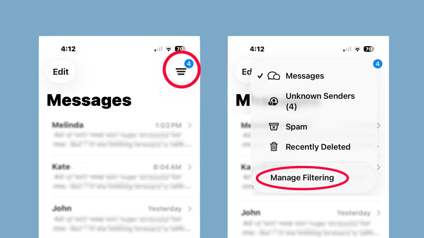 How to block spam text messages: Step 1 and 2