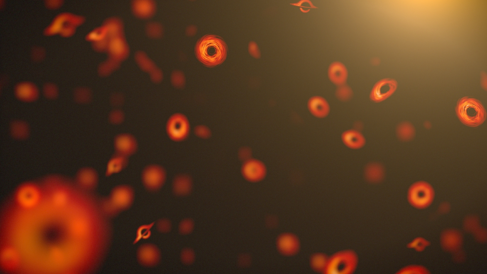 A conceptual image of hundreds of tiny black holes in space