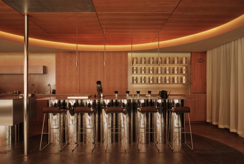 Cafe with circular ceiling void