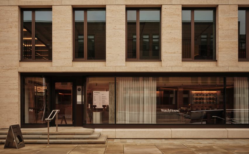 Cafe with stone facade