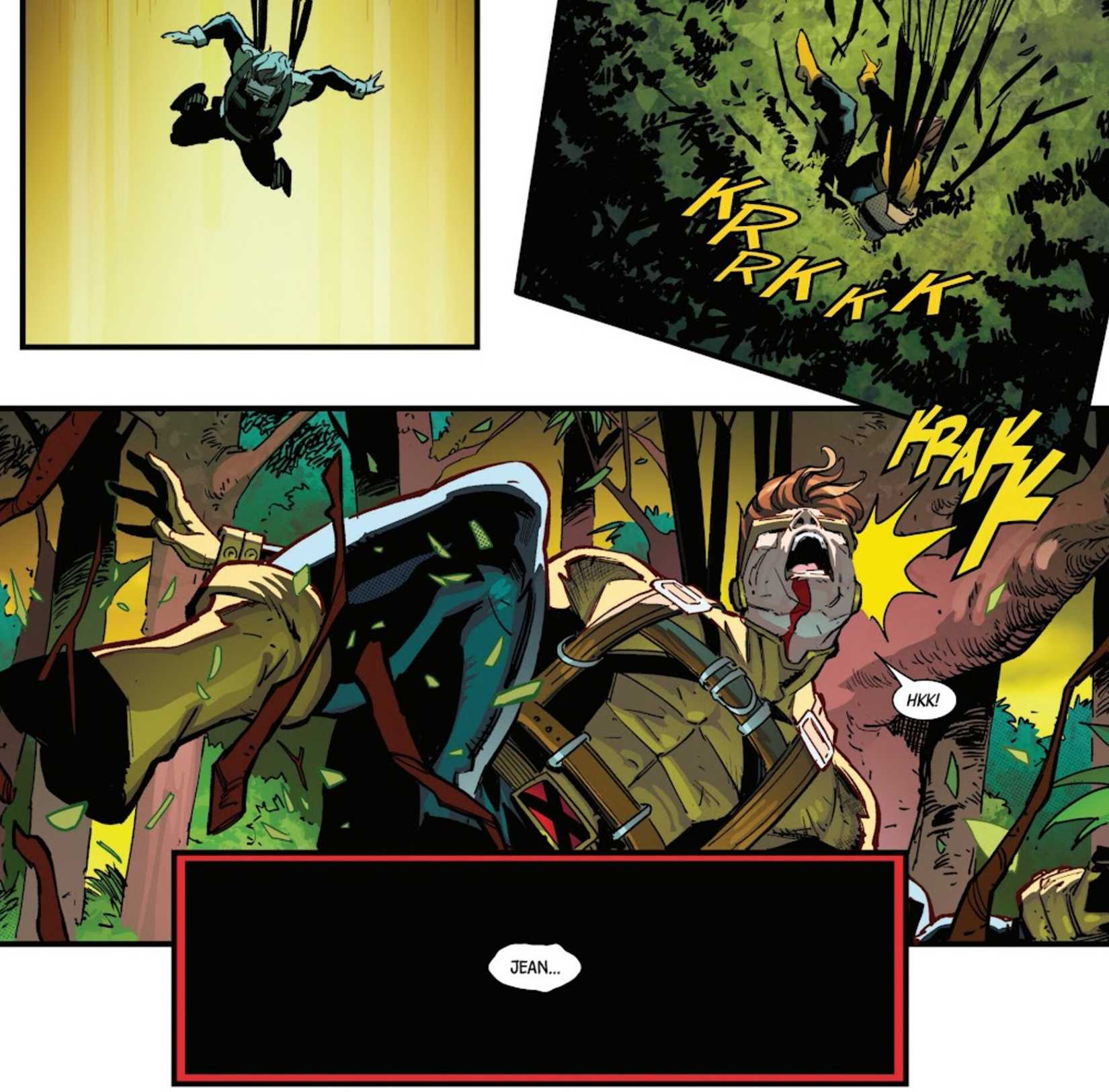 X-MEN'S CYCLOPS HITS HIS HEAD WHEN PARACHUTE FAILS