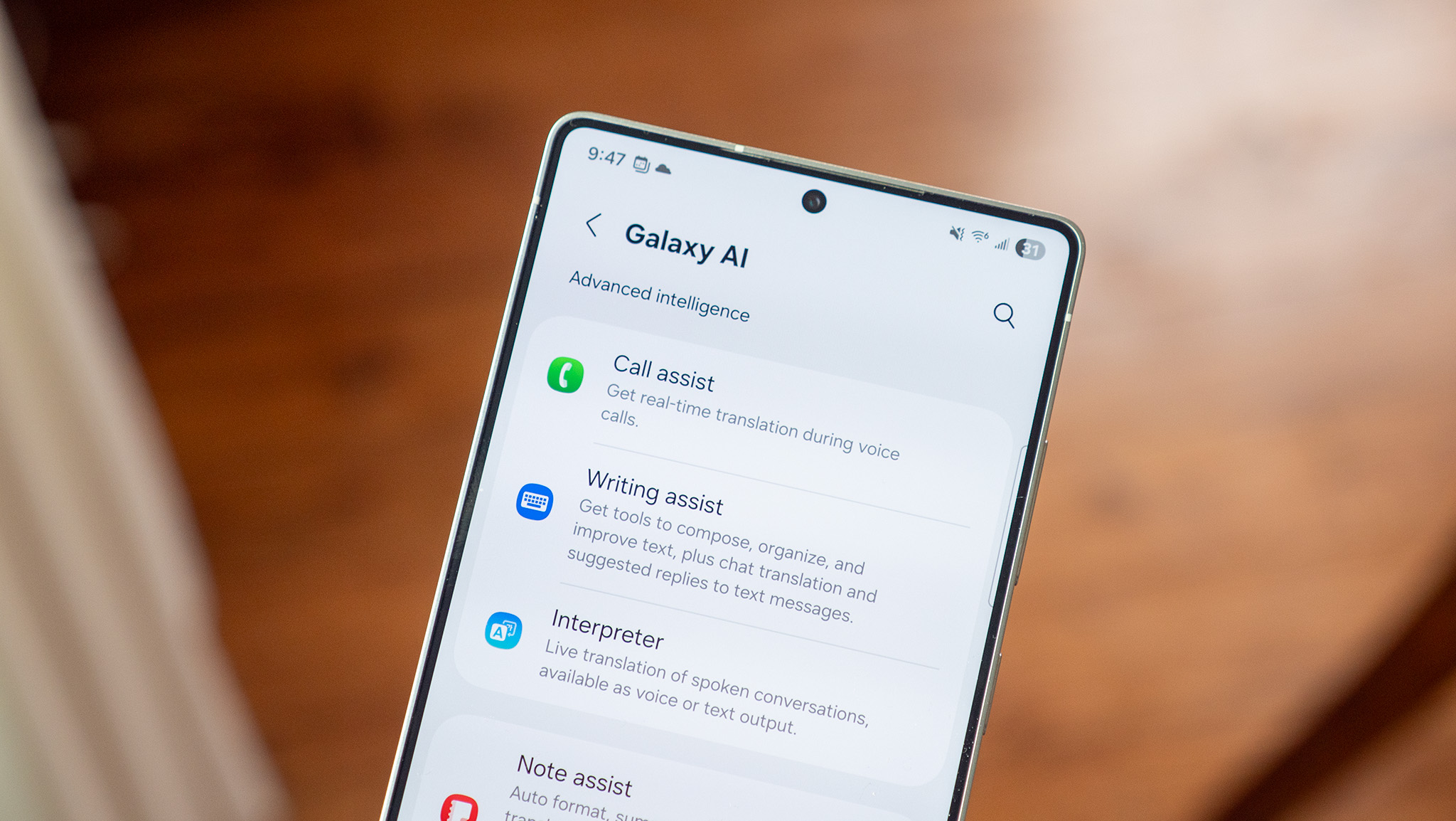 Galaxy AI options on the Samsung Galaxy S25 Ultra