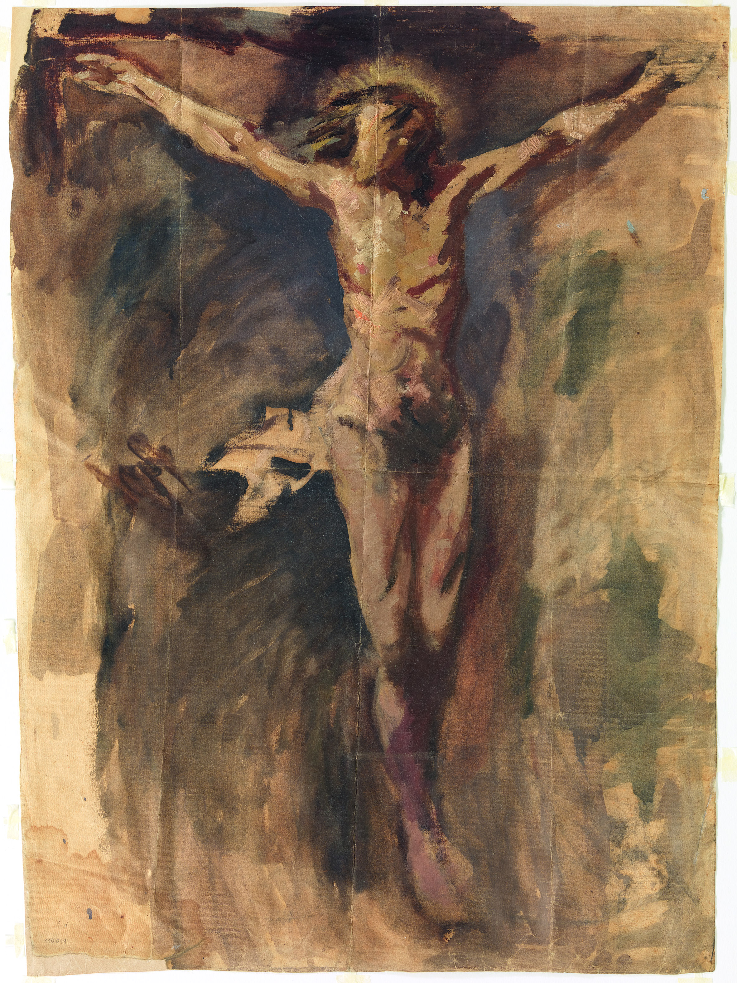 Oil and charcoal painting of Christ crucified, by Pablo Picasso.