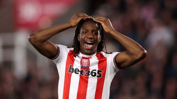 STOKE ON TRENT, ENGLAND - APRIL 25: Bosun Lawal of Stoke City reacts during the Sky Bet Championship match between Stoke City FC and Sheffield United FC at Bet365 Stadium on April 25, 2025 in Stoke on Trent, England. (Photo by Nathan Stirk/Getty Images)