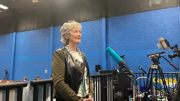 Catherine Connolly speaks to media after being elected in the general election