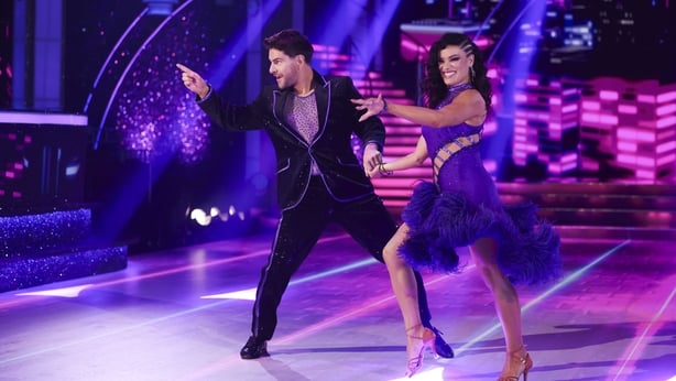 Ireland AM Host Eric Roberts with Pro Dancer Arianna Favaro during the live show of RTE's Dancing With The Stars.Pic:Kyran O'Brien /kobpixNO FEE FOR REPRO During show run++++++FEE applies to Photographs used after Show run finishes.++++++++++