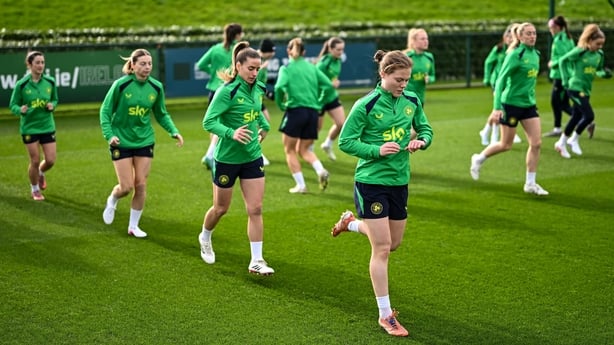 Emily Murphy and team-mates` during a Republic of Ireland women training session at the FAI National Training Centre in Abbotstown