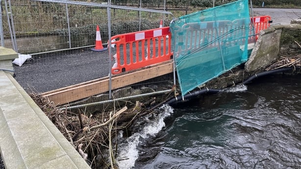 A damaged bridge after Storm Chandra