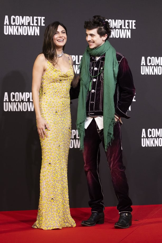 ROME, ITALY - January 17: Monica Barbaro and Timothée Chalamet attend the premiere of the movie A Complete UnKnown at Auditorium Parco della Musica on January 17, 2025 in Rome, Italy. (Photo by Primo Barol/Anadolu via Getty Images)