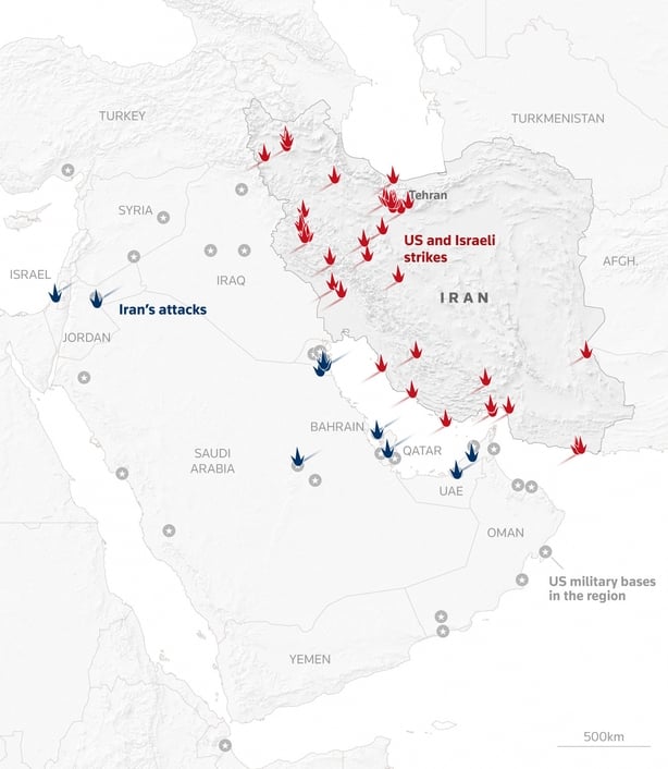 Graphic: A map of attacks and counterattacks