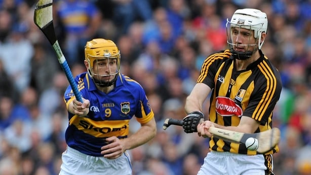 Kilkenny's Michael Fennelly in possession against Shane McGrath during the 2011 All-Ireland hurling final