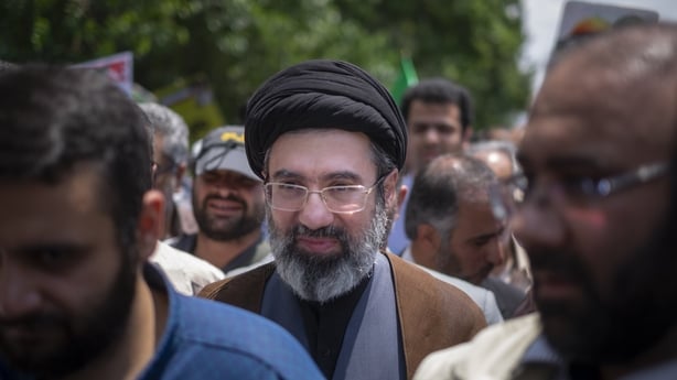 May 31, 2019 file photo shows, Son of Irans Supreme Leader Ayatollah Ali Khamenei, Mojtaba Khamenei, attends a demonstration to mark Jerusalem day in Tehran. (Photo by Morteza Nikoubazl/NurPhoto via Getty Images)