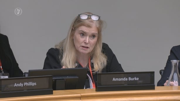 Amanda Burke from the HSE in front of an Oireachtas health committee