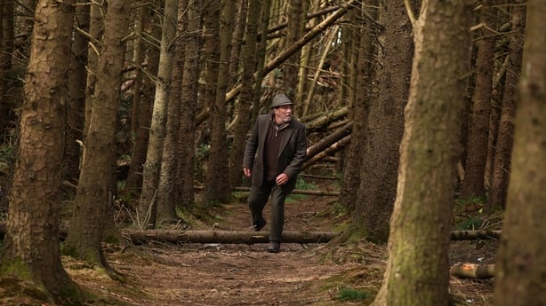 Ciarán Hinds in the woods in The Three Urns