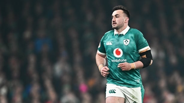 6 March 2026; Rónan Kelleher of Ireland during the Guinness 6 Nations Rugby Championship match between Ireland and Wales at the Aviva Stadium in Dublin. Photo by Seb Daly/Sportsfile