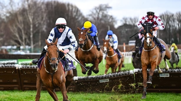 26 December 2025; Jack Kennedy on El Cairos leads before falling at the last during the Thorntons Recycling Maiden Hurdle on day one of the Leopardstown Christmas Festival at Leopardstown Racecourse in Dublin. Photo by Shauna Clinton/Sportsfile