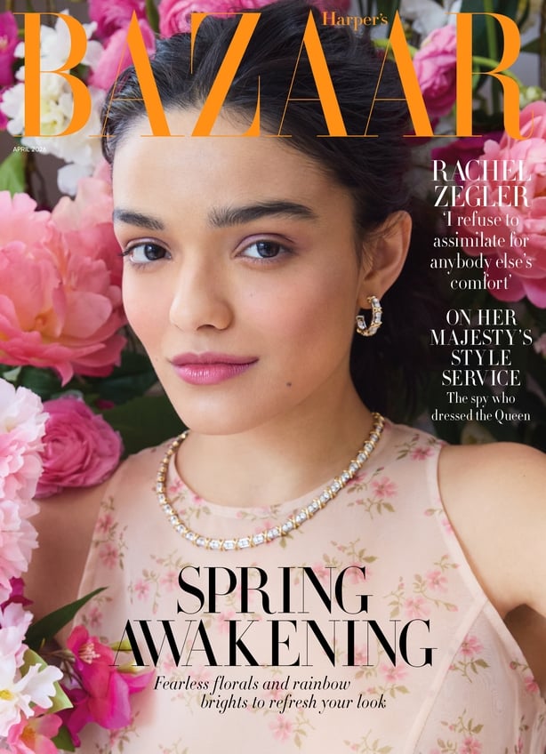 Rachel Zegler on the front cover of Harper's Bazaar