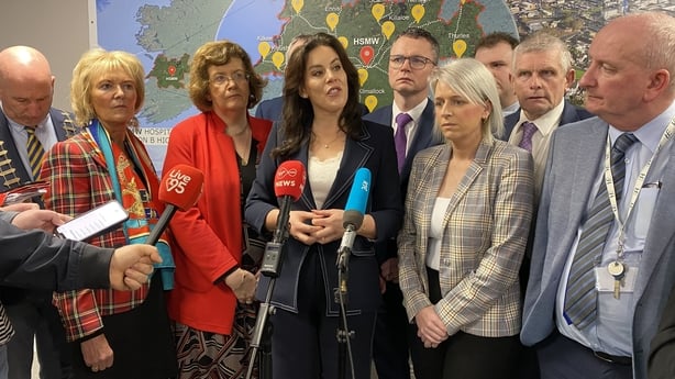 Jennifer Carroll MacNeill speaks to reporters in Limerick