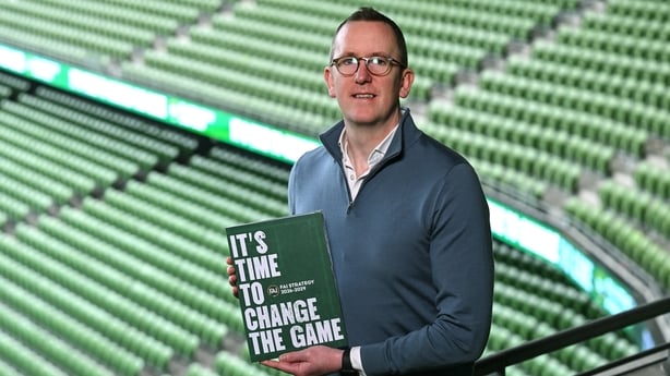10 March 2026; FAI chief executive officer David Courell during the FAI 2026-2029 Strategy Launch at the Aviva Stadium in Dublin. The Football Association of Ireland (FAI) has released its 2026-2029 Strategy under the headline of 'It's Time To Change The Game'. The Strategy aims to build a self-sust