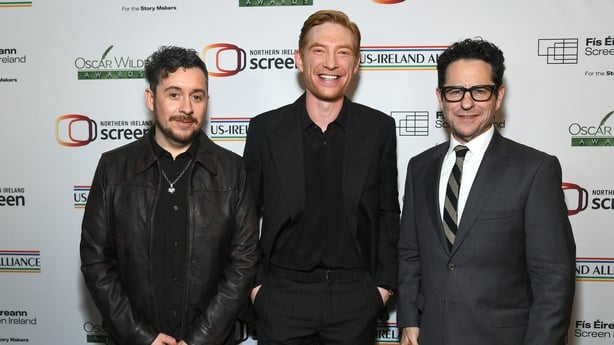 Lee Cronin, Domhnall Gleeson, and J. J. Abrams attend the US-Ireland Alliance's 20th annual Oscar Wilde Awards 