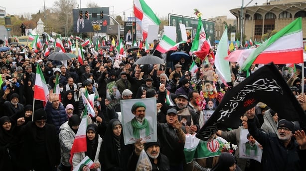  People gather for a march as part of the World Quds Day events in Tehran, Iran on March 13, 2026