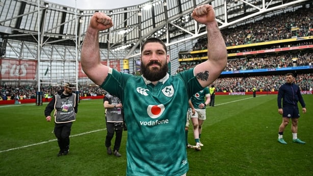 14 March 2026; Tom O'Toole of Ireland after his side's victory in the Guinness 6 Nations Rugby Championship match between Ireland and Scotland at the Aviva Stadium in Dublin. Photo by Ramsey Cardy/Sportsfile