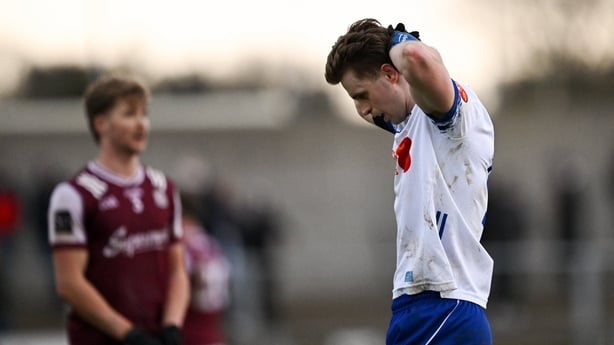 15 March 2026; Karl Gallagher of Monaghan after his side's defeat in the Allianz Football League Division 1 match between Monaghan and Galway at Grattan Park in Inniskeen, Monaghan. Photo by Ramsey Cardy/Sportsfile