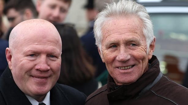 Michael Carruth (L) and Eamonn Coghlan at the funeral of Ronnie Delany 