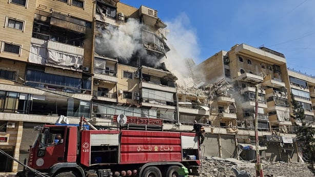 Firefighters work at the site of an Israeli airstrike in the southern suburbs of Beirut on March 17, 2026. Israel has stepped up strikes and deployed ground troops to its northern neighbour since March 2, when Lebanon was dragged into the wider war in the Middle East after Tehran ally Hezbollah atta