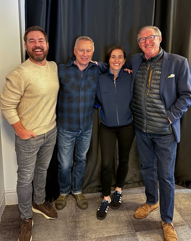 (L-R) Martin Compston, Robert Carlyle, Vicky McClure, and Adrian Dunbar at the Line of Duty Series 7 read-through. Photo: BBC/World Productions