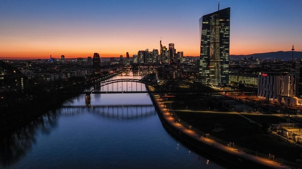 Skyscrapers on the skyline of the financal district of Frankfurt