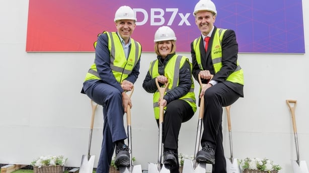 Pictured announcing the construction of a new $92M data centre in Dublin are (L-R) Equinix's Bruce Owen (President, EMEA), Adaire Fox-Martin (global CEO) and Peter Lantry (MD for Ireland).