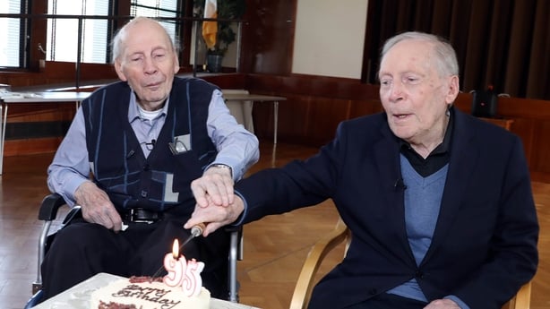 Twin brothers Fathers Joe and Matt Kelly celebrate the remarkable occasion of their 95th Birthday