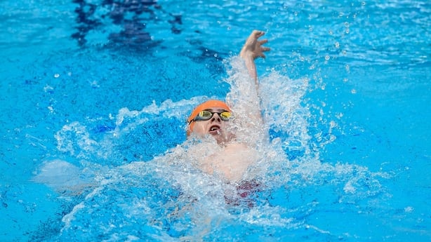 22 May 2024; Luke O'Donoghue of Kingdom Swimming Club competes in the Men's 100m Backstroke Finals during day one of the Ireland Olympic Swimming Trials at the National Aquatic Centre on the Sport Ireland Campus in Dublin. Photo by Shauna Clinton/Sportsfile