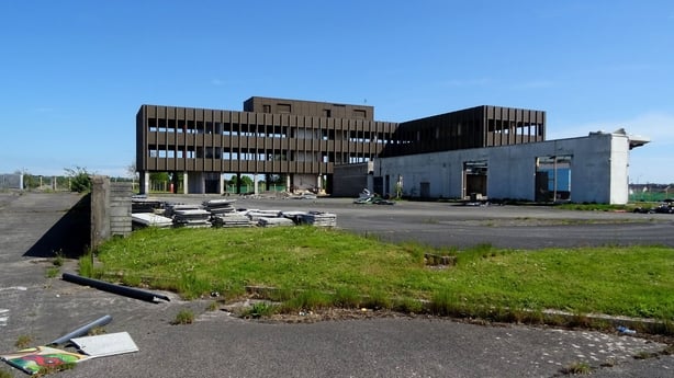 The former Waterford Crystal offices and crystal showrooms at Kilbarry before the construction of Glassworks Building One. Pic: Joe Evans. No repro fee.