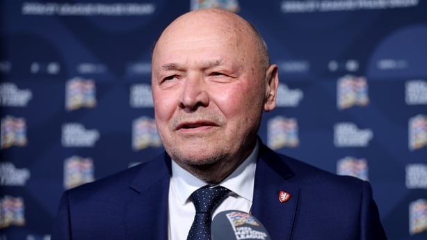 Miroslav Koubek, Head Coach of Czechia, is interviewed following the UEFA Nations League 2026/28 League Phase Draw at Brussels Expo on February 12, 2026 in Brussels, Belgium. (Photo by Harry Murphy - UEFA/UEFA via Getty Images)